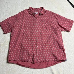 Peter Millar Seaside Mens Kiva Beach Linen Sport Shirt Size XXL Red Coastal